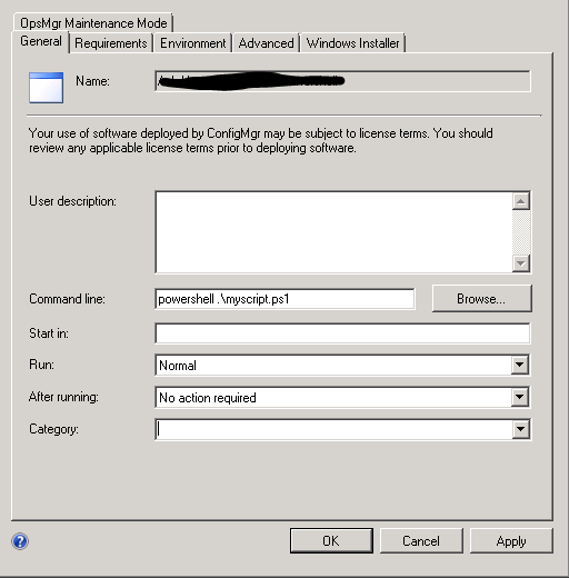 sccm copy a file in a package then run it