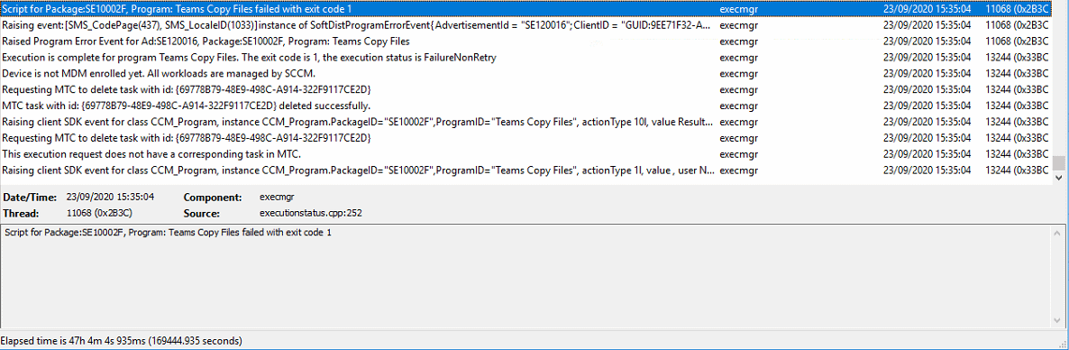 sccm copy a file in a package then run it