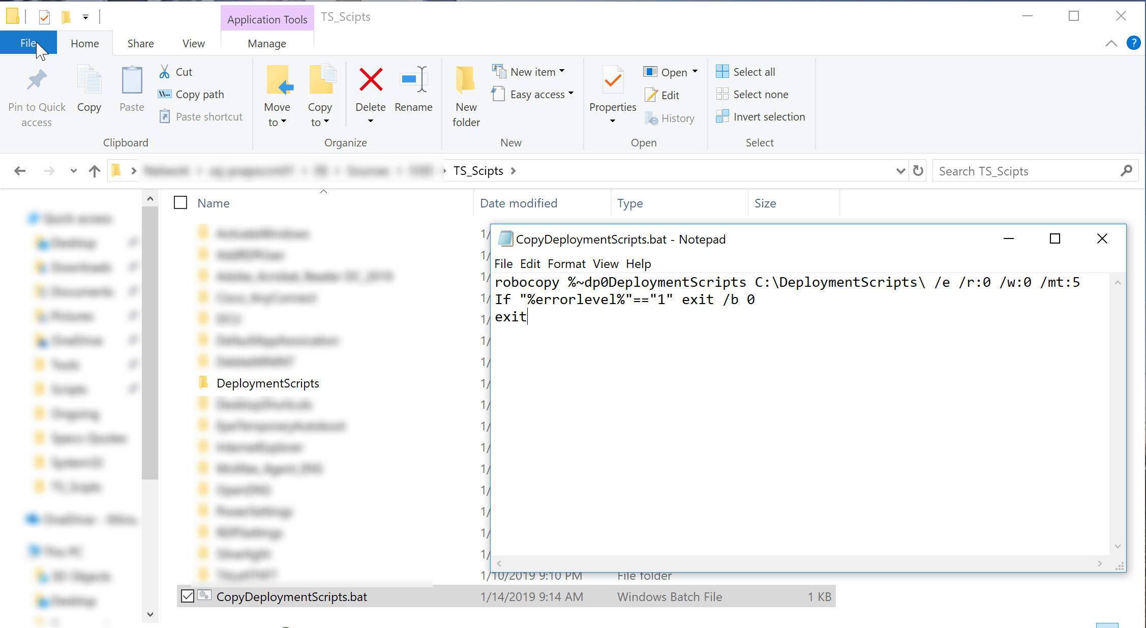 sccm copy a file in a package then run it