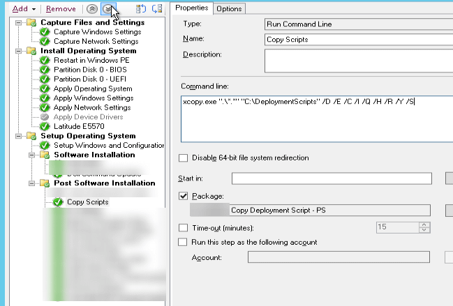 sccm copy a file in a package then run it