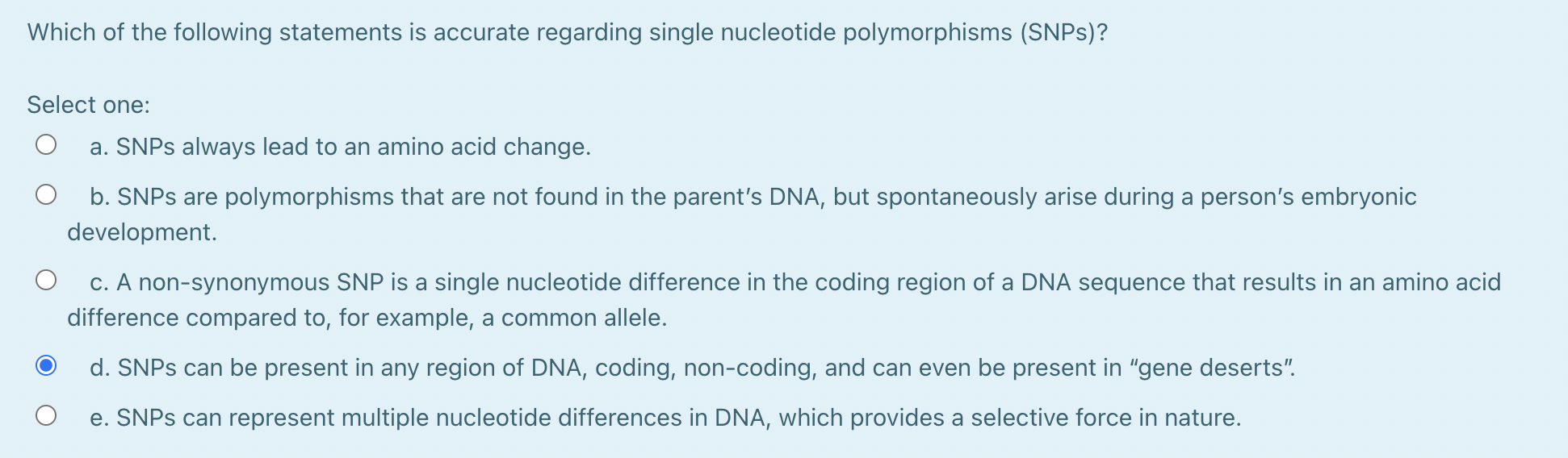 What is d-SNPs? Select the Statement Best Describes a Feature of It and Key Details