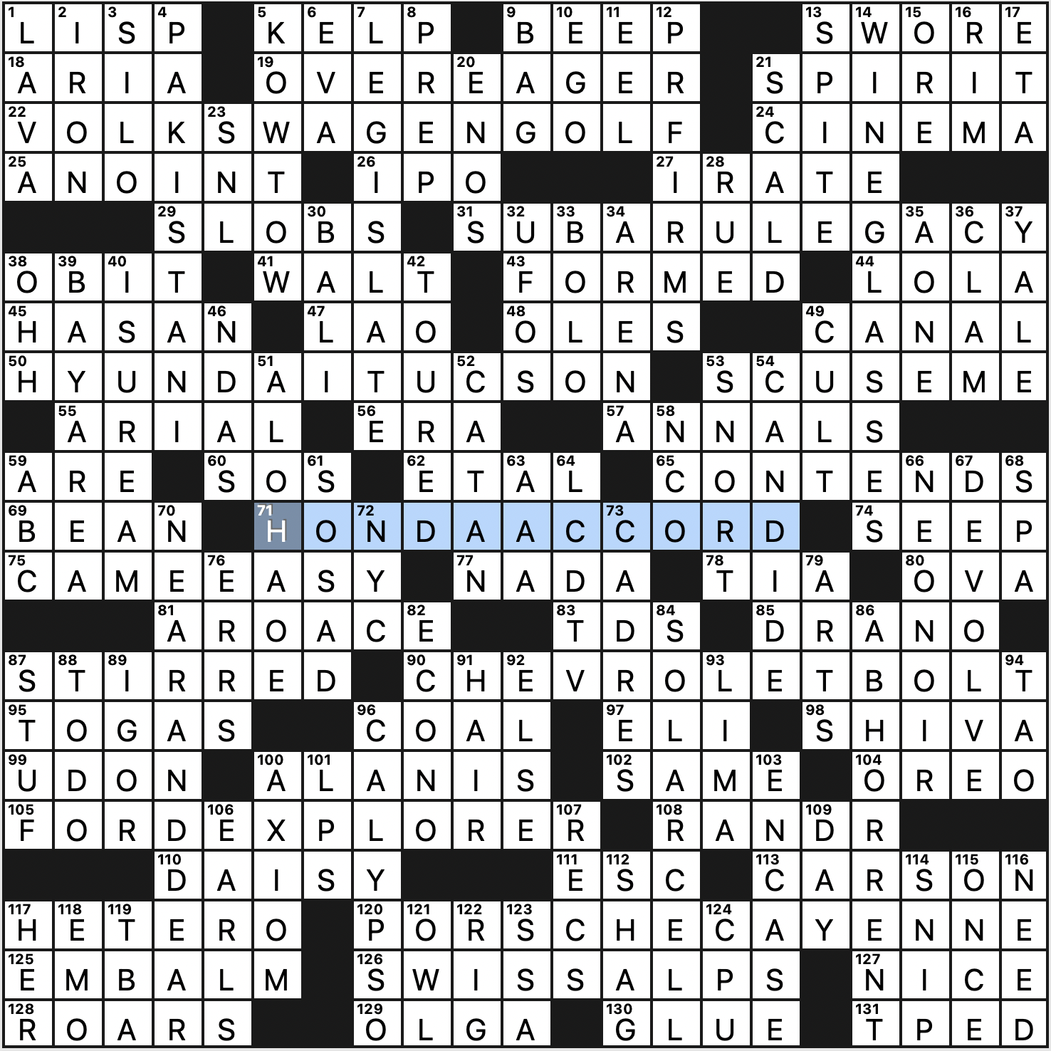 Whats the Classic Sports Car Feature in the NYT Puzzle Today?