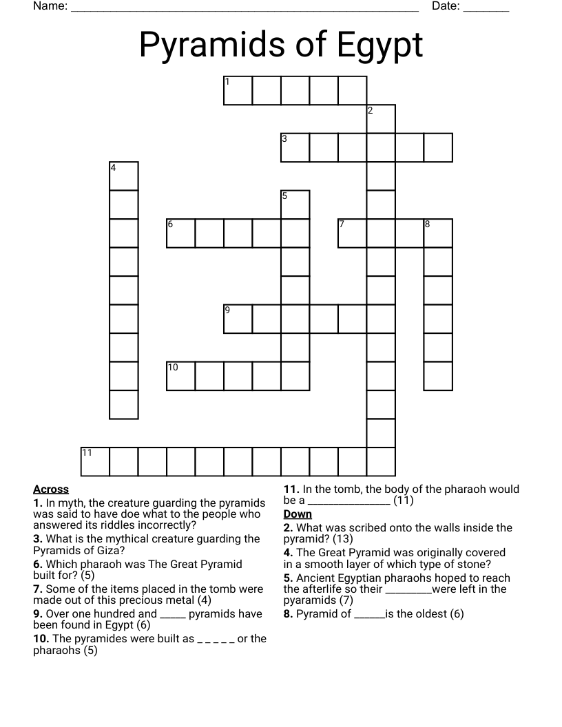 Learn with Feature of the Great Pyramid Crossword: Kid-Friendly Puzzle Inside!