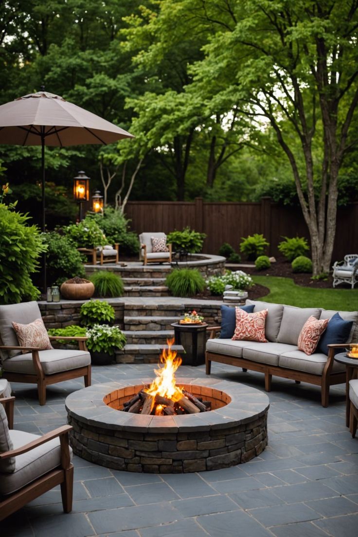 Fire pit with water feature, transform your backyard into a stunning and inviting retreat now.